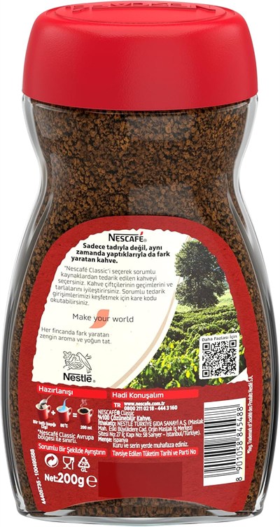 Nescafé Classic Çözünebilir Kahve Kavanoz, 200 g