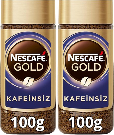 NESCAFÉ Gold Kafeinsiz Çözünebilir Kahve Cam, 100 g (2 paketi)