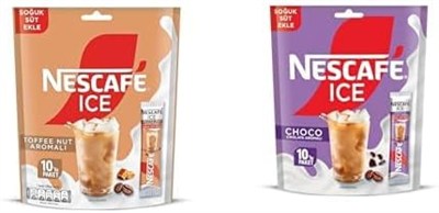 NESCAFÉ Ice – Toffee Nut Aromalı 10lu Paket (10x10.6 G) ve NESCAFÉ Milky Ice Choco Çikolata Aromalı 10lu Paket (10x10.6 G)