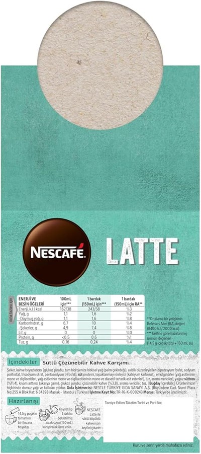 NESCAFÉ Latte Sütlü ve Köpüklü Çözünebilir Kahve Karışımı 14.5 g x 24 - Seçenekler: Cappuccino, Latte, Mocha, 14.5 Gram x 9 Adet...