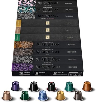 Nespresso kapsül, farklı çeşit, 100 adet, kahve kapsülleri