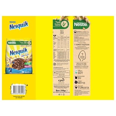 Nesquik Nestlé Harfler Kakaolu Buğday ve Mısır Gevreği 310 g - Seçenekler: 310 Gram, 310 Gram (2 paketi), 400 Gram...