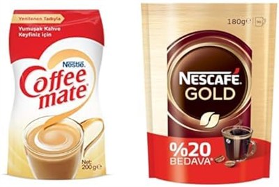 Nestlé Coffee Mate Kahve Beyazlatıcısı 200 g Ekopaket ve Nescafe Gold Ekonomik Paket 180 gr