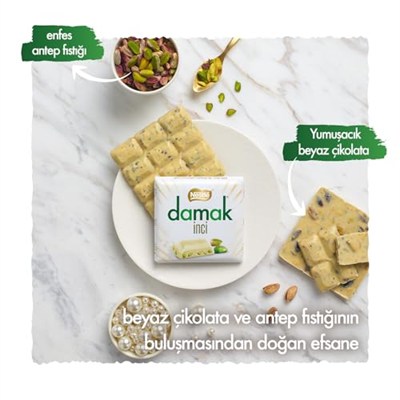 Nestlé Damak İnci Antep Fıstıklı Beyaz Çikolata, 60 g