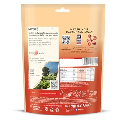 Nestle Nescafe 3ü1 Arada Gold Yumuşak 10lu Çoklu Paket 10x 17,5 g (2 paketi)