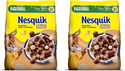 Nestle Nesquik Duo Kakaolu Bugday ve Misir Gevregi 310 gr 2li paket