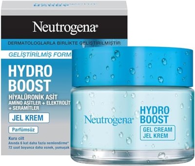 Neutrogena – Hydro Boost Jel-Krem (50 ml kavanoz) — Hyalüronik asit ve bitkisel trehaloz içeren hassas ciltler için nemlendirici krem — Taze ve ışıltılı bir cilt için nemlendirici jel