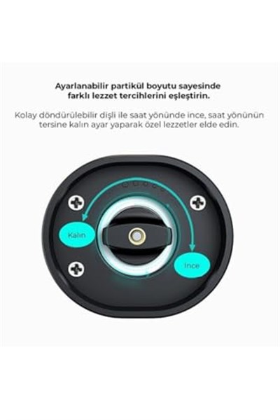 Neutron Pilli Led Işıklı Tuz ve Karabiber Öğütücü ikili Set