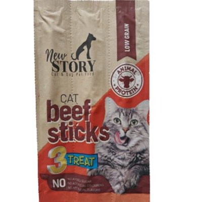 New Story Sığır Etli Stick Yumuşak Kedi Ödül Maması 3lü Paket 5 Gram x 3 Adet