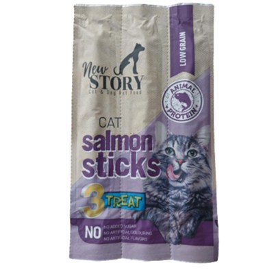 New Story Somon Balık Etli Stick Yumuşak Kedi Ödül Maması 3lü Paket 5 Gram x 3 Adet