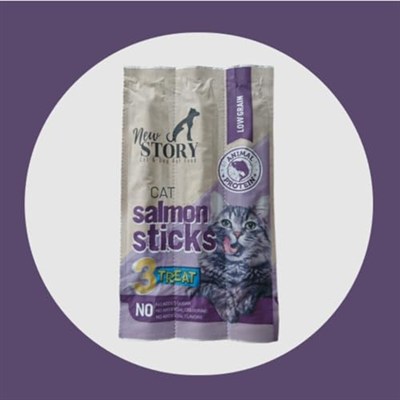 New Story Somon Balık Etli Stick Yumuşak Kedi Ödül Maması 3lü Paket 5 Gram x 3 Adet
