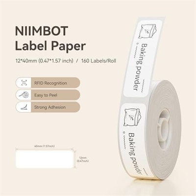 NIIMBOT Akıllı telefon etiketleri, Bluetooth kablosuz etiket makinesi için el etiketi, ev ve ofis organizasyonu için, küçük, 1 rulo yapışkan bant.