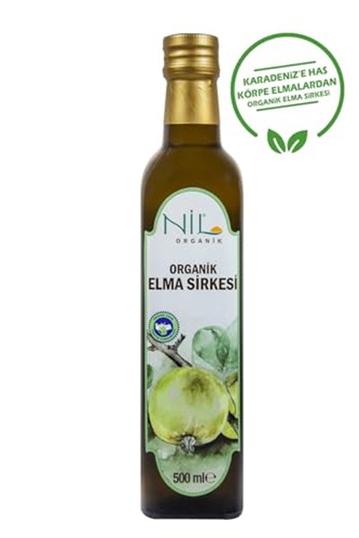 Nil Baharat Organik Körpe Elma Sirkesi 500 ml (Karadeniz Bölgesi Ne Has Körpe Elmalardan) kolay Içimli