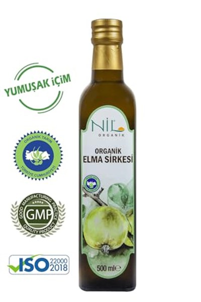 Nil Baharat Organik Körpe Elma Sirkesi 500 ml (Karadeniz Bölgesi Ne Has Körpe Elmalardan) kolay Içimli