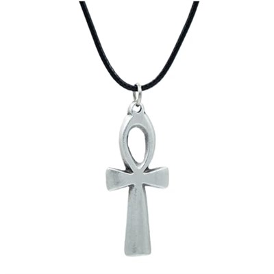 Nilin Anahtarı - Ankh AnahtarıDeri ip Kolye - Gümüş Kaplama - Kadın Erkek Kolye - No:784