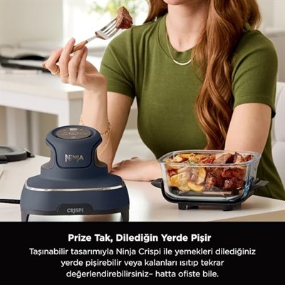 Ninja CRISPi 4-in-1 Taşınabilir Cam Hazneli Pişirme Sistemi - Blue FN101EUGY