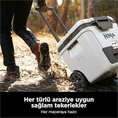 Ninja FrostVault Hard Cooler 28 l, birinci sınıf yalıtımlı soğutma kutusu, 6 güne kadar buz tutar, buzdolabı sıcaklığına sahip entegre kuru saklama çekmece - Seçenekler: Beyaz 28 L, 28L Gri, 42L Beyaz