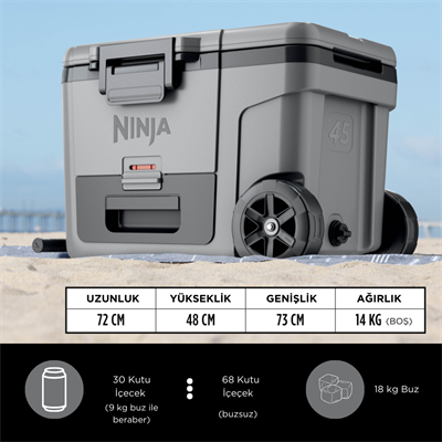 Ninja FrostVault Tekerlekli Cooler 42 Litre Gri