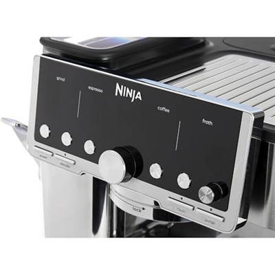 NINJA Luxe Pro 3ü 1 arada kahve makinesi, Latte, Cappuccino, soğuk demleme ve espresso makinesi, entegre tahıl öğütücü ve süt köpürtücülü, kullanımı kolay, 5 ön ayar köpük, gümüş, ES701EU