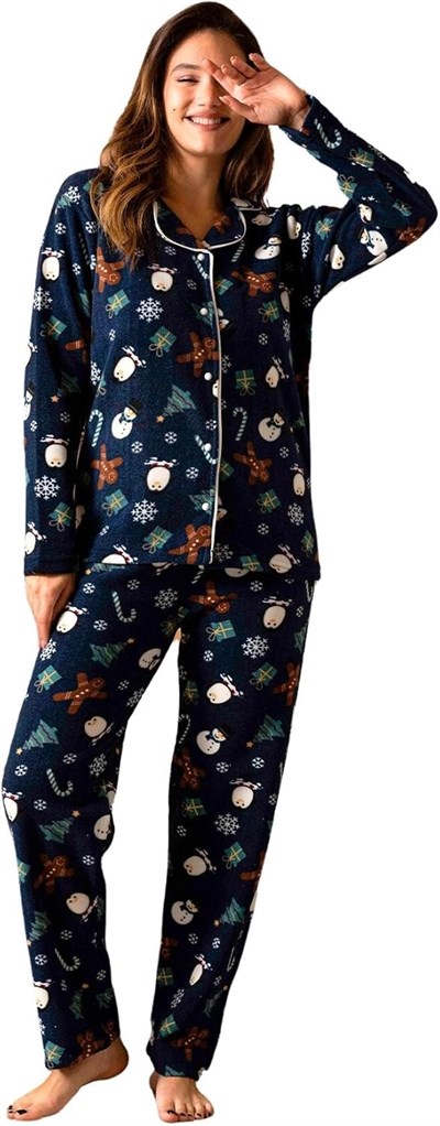 Nisanca Kadın Kışlık Welsoft Peluş Polar Düğmeli Pijama Takımı