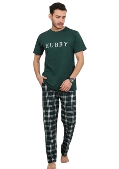Nisanca Kısa Kollu Pamuk Erkek Pijama Takımı- Sevgili Pijaması- Tek Adet