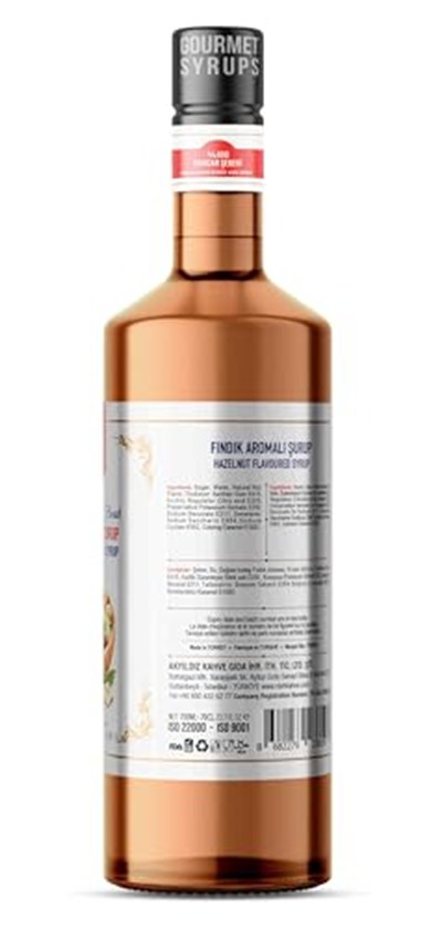 Nish Fındık Aromalı Şurup 700 ML - Cam Şişe