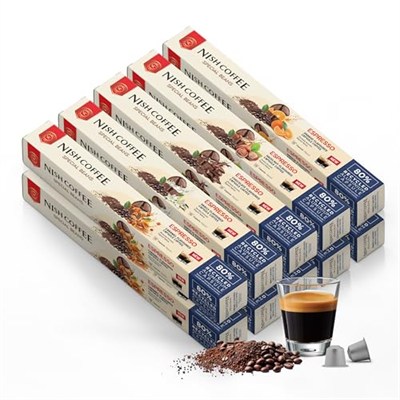 Nish Kahve Aromalı Kapsül Kahve 10lu Set 2xKaramel 2xVanilya 2xÇikolata 2xFındık 2xPortakal 100 Adet