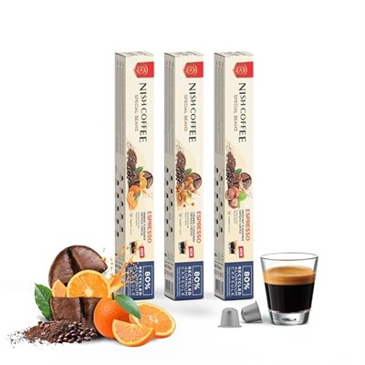 Nish Kahve Aromalı Kapsül Kahve 3lü Set Karamel Fındık Portakal 30 Adet