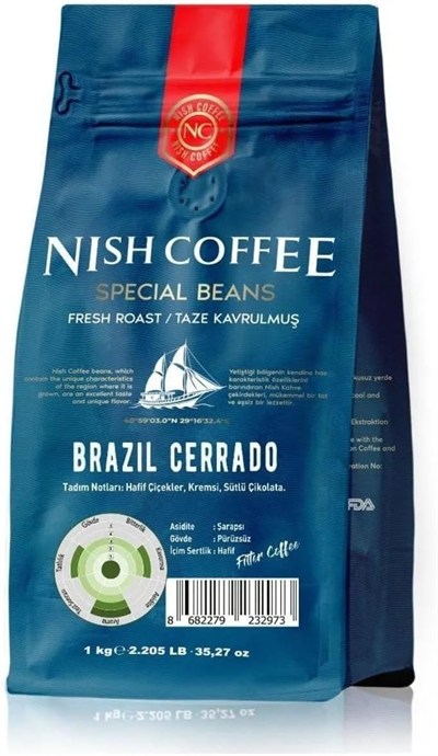 Nish Kahve Filtre Kahve Brazil Cerrado 1 Kg-Öğütülmüş