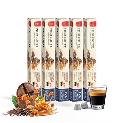 Nish Kahve Karamel Aromalı Kapsül Kahve 5li Set 50 Adet