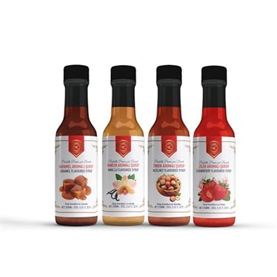 Nish Kahve Karamel, Vanilya, Fındık, Çilek Aromalı Şurup 4lü Set 4x250 Mililitre