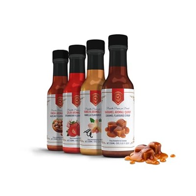 Nish Kahve Karamel, Vanilya, Fındık, Çilek Aromalı Şurup 4lü Set 4x250 Mililitre