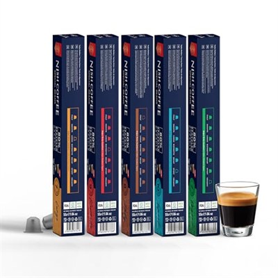 Nish Kahve Nespresso Uyumlu Kapsül Kahve 5li Set Lungo, Italy, Risteretto, Sport, Organik Adet