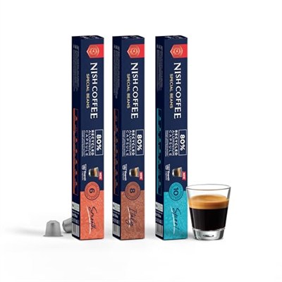 Nish Kahve Nespresso Uyumlu Kapsül Kahve 3lü Set Smooth, Italy, Sport 30 Adet