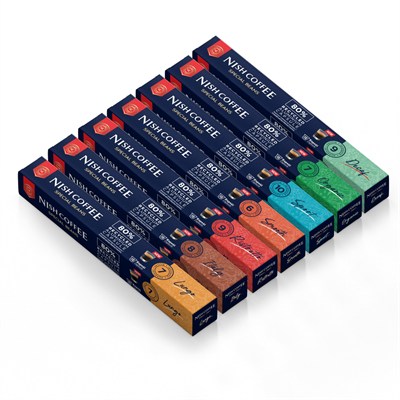 Nish Kahve Nespresso Uyumlu Kapsül Kahve 7li Set Lungo, Italy, Risteretto, Smooth, Sport, Organik, Decaf 70 Adet
