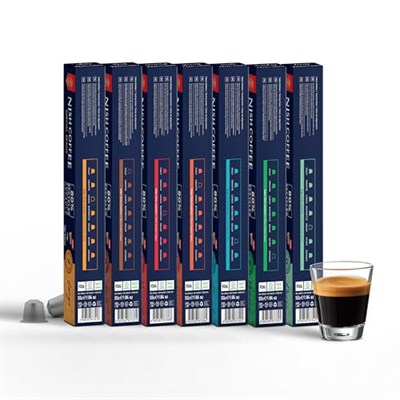Nish Kahve Nespresso Uyumlu Kapsül Kahve 7li Set Lungo, Italy, Risteretto, Smooth, Sport, Organik, Decaf 70 Adet