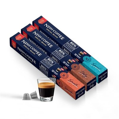 Nish Kahve Nespresso Uyumlu Kapsül Kahve 3lü Set Smooth, Italy, Sport 30 Adet