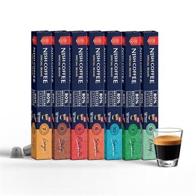 Nish Kahve Nespresso Uyumlu Kapsül Kahve 7li Set Lungo, Italy, Risteretto, Smooth, Sport, Organik, Decaf 70 Adet