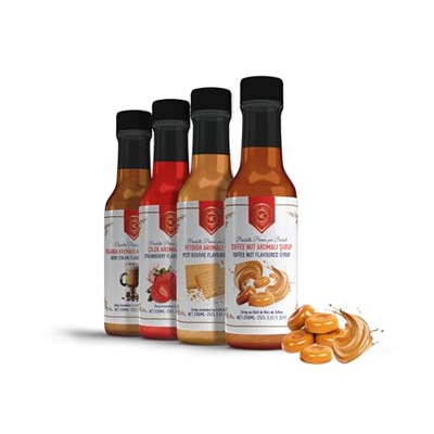 Nish Kahve Petibör, Irish Cream, Toffee Nut, Çilek Aromalı Şurup 4lü Set 4x250 Mililitre