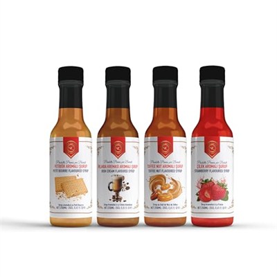 Nish Kahve Petibör, Irish Cream, Toffee Nut, Çilek Aromalı Şurup 4lü Set 4x250 Mililitre