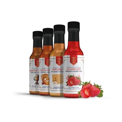 Nish Kahve Petibör, Irish Cream, Toffee Nut, Çilek Aromalı Şurup 4lü Set 4x250 Mililitre