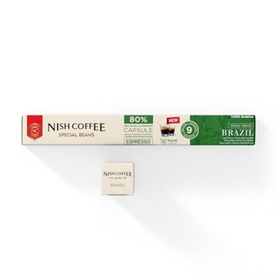 Nish Kahve Single Orijin Kapsül Kahve Brasil Nespresso Uyumlu 10 Adet