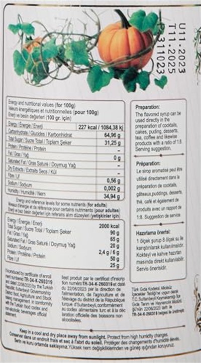 Nish Pumpkin Spices Aromalı Şurup 700 ML