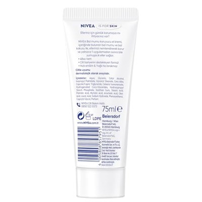 NIVEA El Kremi Koruyucu Bakım, 75 ml, Bal Mumu ve Gül Kokusu