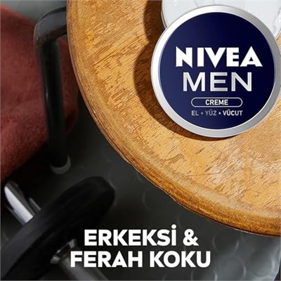NIVEA MEN Erkek Bakım Kremi 75 ml, El, Yüz ve Vücut Nemlendirici Krem, Hızlı Emilir, Yapışkan His Bırakmaz, E vİtamini, Tüm Cilt Tipleri