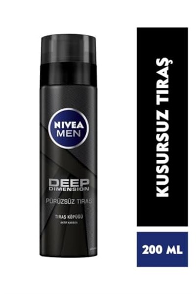 NIVEA MEN Erkek Deep Dimension Tıraş Seti, Tıraş Köpüğü 200ml ve Tıraş Sonrası Losyon 100ml, Kaygan Tıraş
