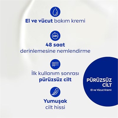 NIVEA Nemlendirici El ve Vücut Bakım Kremi Pürüzsüzleştirici 400 ml, Kuru Ciltler,48 Saat Yoğun Nemlendirme,Shea Yağı