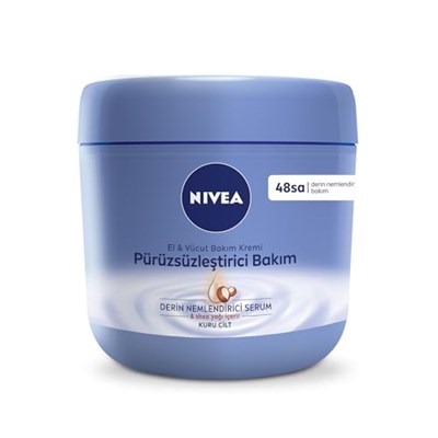NIVEA Nemlendirici El ve Vücut Bakım Kremi Pürüzsüzleştirici 400 ml, Kuru Ciltler,48 Saat Yoğun Nemlendirme,Shea Yağı