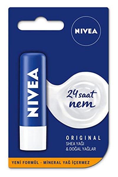 NIVEA Original Care Dudak Bakım Kremi (4,8 gr), 24 Saat Nem, Shea Yağı ve Doğal Yağlar, Gün Boyu Yumuşacık Dudaklar