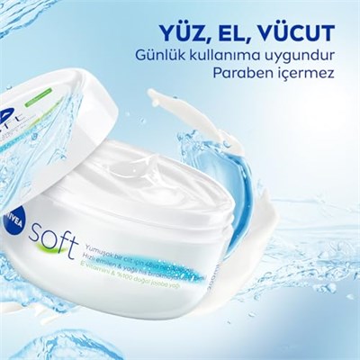 NIVEA Soft Nemlendirici Bakım Kremi 100 ml, El,Yüz,Vücut Kremi, 48 Saat Nemlendirme,Jojoba Yağı,E Vitamini,Paraben İçermez